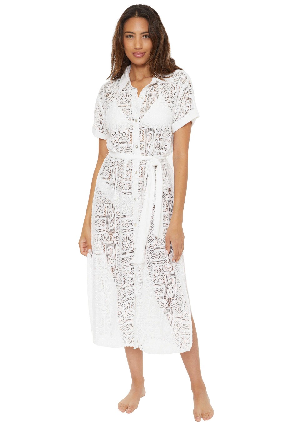 Resort ROBERTO COLLINA | Gauzy Lace Shirt Dres White